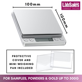 Labsales Academy Basic Laboratory Digital Weighing Scales, Mini Analytical Lab Balance, For Labs & Jewellers, Used For Powders, Gold, Jewellery & Samples, 500g - 3000g, 0.01-0.001 (500g 0.01g)