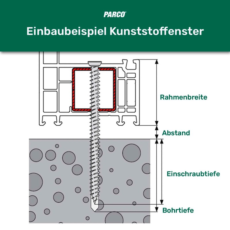 Parco window frame screws, countersunk, Torx TX30, 100 pieces, silver,