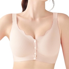 Gailife Jelly Front Closure Bras for Women Wireless No Underwire Comfort Convenient Seamless Supportive Mastectomy Bralettes, Skin, M