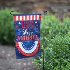 Evergreen Flag God Bless America Applique Garden Flag | Patriotic Garden Flag 12x18 Double Sided | Patriotic House Flags For Outside | All Seasons | Small American Flag for Yard Porch Garden