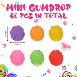Giegxin 60 Pcs Christmas Fake Candy Mini Christmas Gumdrops Decor Colorful Fake Spice Drops Faux Gumdrops for DIY Craft Xmas Tree Hanging Party Decoration