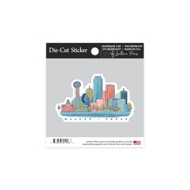 Die Cut Sticker Dallas, Texas, Whimsy City Collection, Skyline Vinyl Sticker 1 to 3 inches (Waterproof Decal for Cars, Water Bottles, Laptops, Coolers), Small
