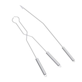 Fire Pit Tongs Set for Solo Stove Fire Pit, 37" Fireplace Tong and 33" Log Grabber FirePit Tool Accessories for Outdoor FirePit Bonfire Campfires Backyard Deck Indoor Fireplace Tools, Stainless Steel