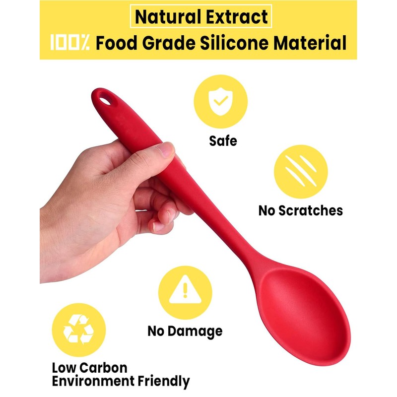 HSDJLXZ 4 Pcs Large Mixing Spoon Silicone Cooking Spoons Colored