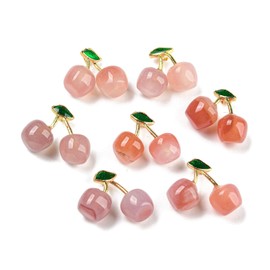 Airssory 5 pcs Cherry Shaped Natural Agate Charms Crystal Gemstone Imitation Fruit Food Charms for DIY Jewellery Bracelet Necklace Earring Keychain Craft Decorations