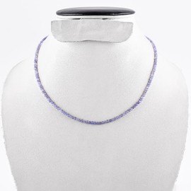 InfinityGemsArt Purple Tanzanite Beaded Choker Necklace Natural Gemstones Faceted Beads 3mm, Crystals Birthstone Jewelry 18 inches Adjustable Silver Plated Chain Women’s Jewelry, Valentine's Gift