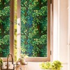 Green Leaf Forest Tree Blue Stained Glass Window Films Decorative