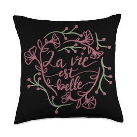 La Vie Est Belle Cute Gift La Vie Est Belle Throw Pillow, 18x18, Multicolor