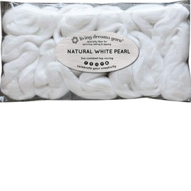 Pearl Infused Fiber for Spinning, Blending, Dyeing, and Felting. White Super Soft Combed Top.