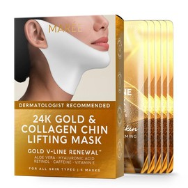 V Line Lifting Mask MAREE with 24K Gold - Collagen Jawline Chin Lifting Mask with Retinol, Hyaluronic Acid & Vitamin E - 5 Pack
