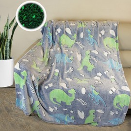 Glow In The Dark Dinosaur Blanket For Girls,Luminous Dinosaur Blanket for Boys Girls,Super Soft Fuzzy Plush Flannel Furry Fleece Blanket Bed,Sofa,Birthday Unicorn Gifts (Dinosaur B, 150 x 200 cm)