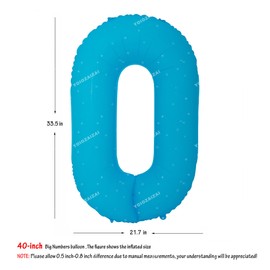 40 IN Blue Birthday Number 0 Balloons Fluorescent Blue Helium Foil Balloons For Boys Girls Birthday Wedding Baby Shower Fluorescent Party Decorations Supplies 0
