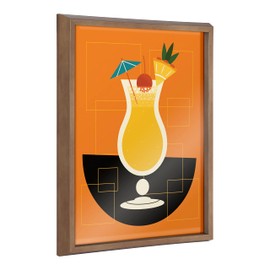 Kate and Laurel Blake Pina Colada Framed Printed Glass Wall Art by Amber Leaders Designs, 16x20 Gold, Modern Colorful Drink Art for Wall Decor