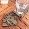 Brocade Coaster [Wave Black] Set of 2 Coasters Golden Brocade