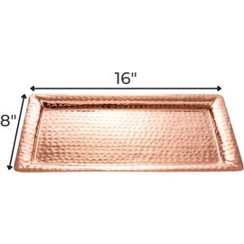 Monarch Abode 40608 Hand Hammered Metal Decorative Vanity Platter Tray, Kitchen Bathroom Counter Storage Counter Organizer, 16 inch, Antique Copper Finish