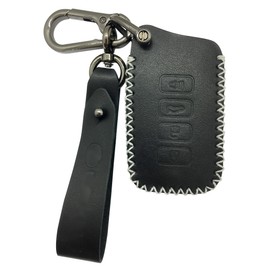 ALEACAR Genuine Leather Key Fob Cover & Key Chain for Lexus (2-4 Buttons, Keyless Go)- Fits RX350, ES350, GX460, IS250, IS300, NX300, GS350 & More (2013-Up) (Black Model A)