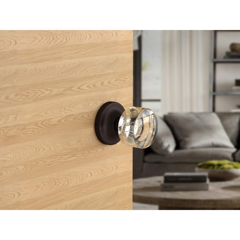 Dummy Round Crystal Door Knobs Venetian Bronze Round Rosette