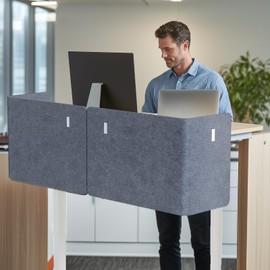 ERGO COLLECT 2-in-1 Adjustable Desktop & Under Desk Privacy Panel - 2PCS L-Shaped Acoustic Desk Divider That Reduce Noise and Visual Distractions, for Home Office Classroom (Grey, 47.2" x 17.7")
