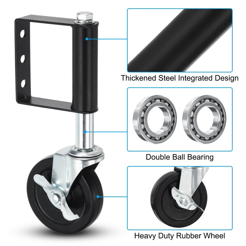 PATIKIL 4 Inch Gate Wheels for Wooden Gate, Rubber Gate