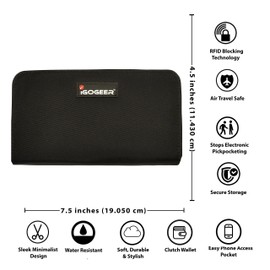 Women Wallet W05 Women Travel Clutch Passport Wallet Black with Rfid Blocking by IGOGEER