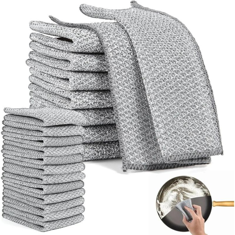12 Counts Multipurpose Non-Scratch Wire Dishcloths – Reusable Dishwashing Rags