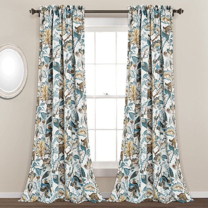 Lush Decor Cynthia Jacobean Light Filtering Window Curtain Panel Pair,