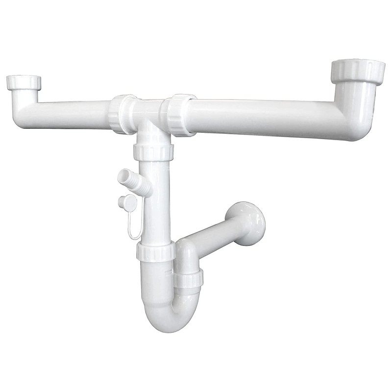 Sanixa GO1006ss Double Siphon in White, Space-Saving with 1 1/2