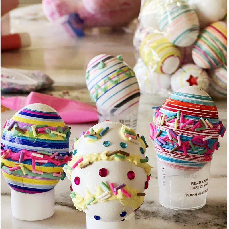 MSACC 12PCS White Wooden Easter Eggs ，Wooden Fake Eggs for