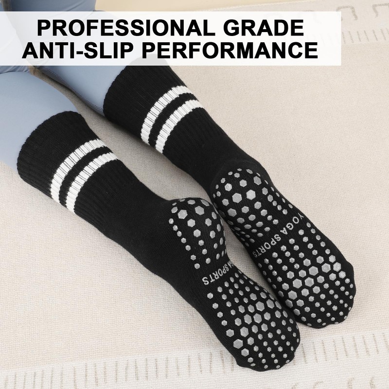 Meng Jiaran 2 Pairs Yoga Socks Pilates Socks Women,4-7 Non