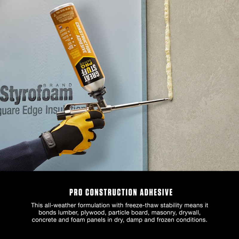Great Stuff 343087 PRO 26.5-Ounce Construction Adhesive, Each, Cream, 26.5