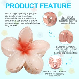 6 Colours Flower Hair Clip for Women and Girls, Non-Slip Acrylic Hair Clips with Petal Design, Flower Hair Clip, Strong Hold for Thick and Thin Hair, Elegant Hair Accessories