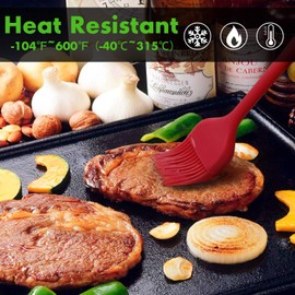 HOTEC - Pinceles de silicona resistentes al calor, para repostería y salsa de mantequilla y adobos para barbacoa, parrilla, barbacoa, cocina, sin BPA, apto para lavaplatos (rojo 2)