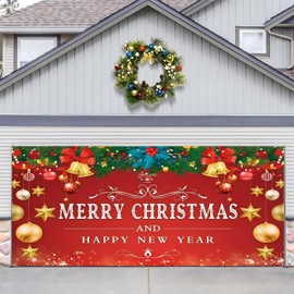 7 x 16 ft Christmas Garage Door Cover Banner Large Christmas Garage Door Decorations Hanging Backdrop Garage Door Mural for Indoor and Outdoor Party