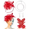 Bniksok 5 Pack Red Fascinators Hat for Women Tea Party