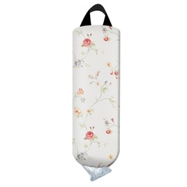 AYBELWG Plastic Bag Holder, Wall Mount Grocery Bag Organizer, Funny Hanging Trash Bag Storage Dispenser for Home Kitchen Boho White Flowers