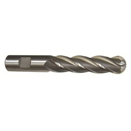 Drill America DWCF Series High-Speed Steel End Mill, Polished Finish, 4 Flute, Square End, 3" Cutting Length, 1/2" Cutting Diameter, 5" Length, 1/2" Shank (Pack of 1)