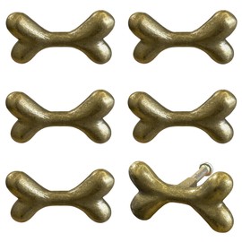 Cute Dog Bone Cabinet Knobs, 6Pcs Bronze Single Hole Drawer Pull, Playful Pet Handles for Dog-Themed Dresser Closet Cupboard Wardrobe Laundry Room Bathroom Kitchen(Zinc Alloy)