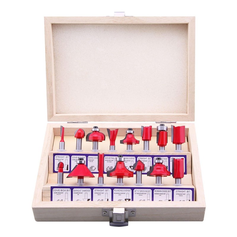 LU&MN Carbide Tipped Router Bits (15 PCS) with 1/4" Shank,