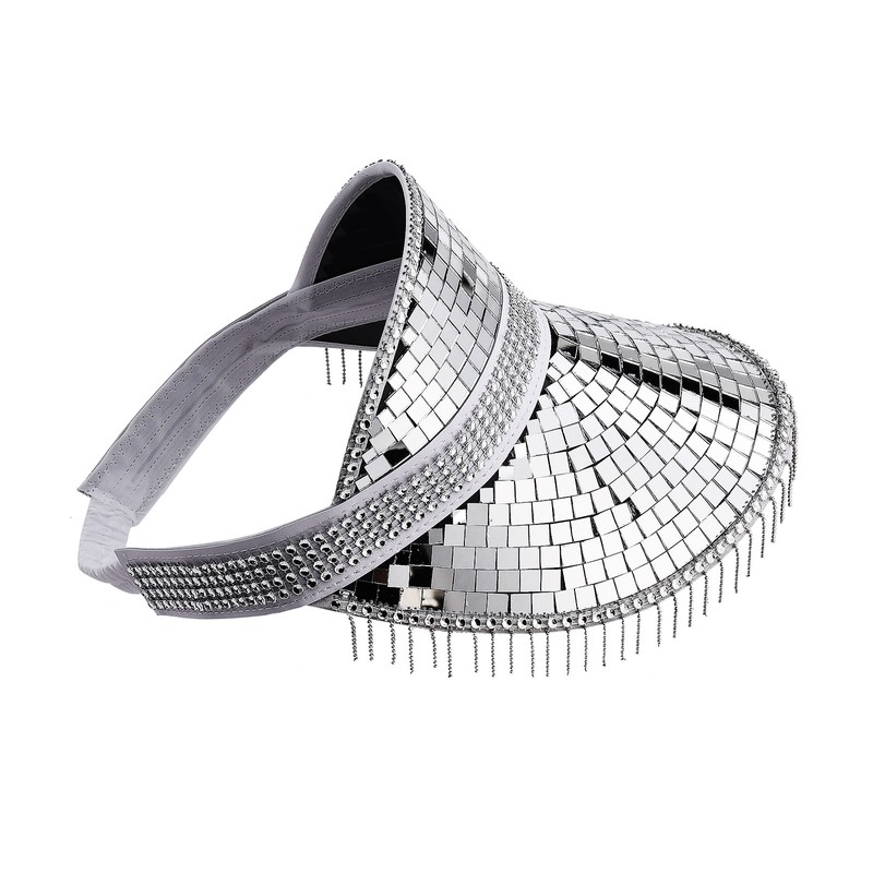 Glitter Mirror Sun Hat Silver For Summer Beach