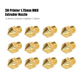5 Pcs 0.4mm MK8 Extruder Nozzle 3D Printer Brass Nozzle for 1.75MM MK8 Makerbot, Ender-3 Series/Ender-5 Series/CR-10