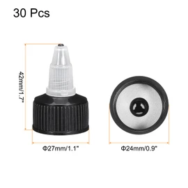QUARKZMAN Pack of 30 Twist Top Cap 24/410 Black Dosing Bottle Replacement Caps for Crafts, Art, Glue, Liquids
