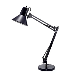 Bostitch Office VLF100D Swing Arm Desk Lamp, Metal, 36" Reach with Multi-Joint Adjustment, Includes Replaceable LED Bulb (VLF), Black