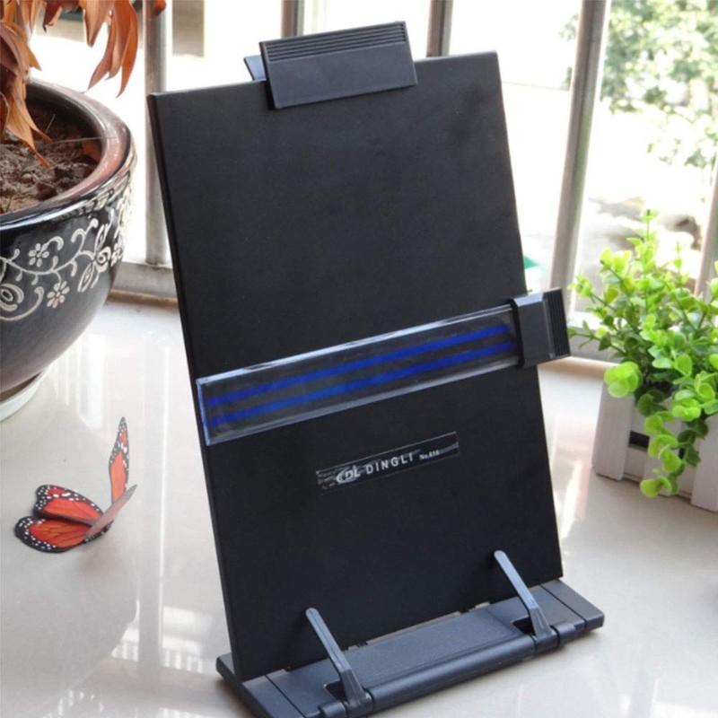 Black Metal Desk Document Holder Adjustable Positions with Reading Line