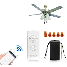 QIACHIP Upgraded WiFi Universal Ceiling Fan Light Remote Control Kit with Mute, Timing Function, Wireless APP Controllor Compatible for Alexa 1 Pack