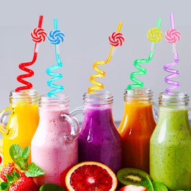 30 Pieces Candyland Reusable Plastic Straw for Kids, Colored Party Drinking Straws Kid Straw Decorative Straw with 2 Pieces Cleaning Brush for Kids Candy Lollipop Birthday Party Favors