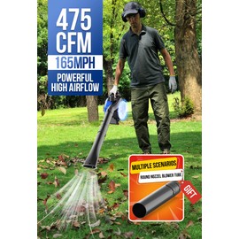 WILD BADGER POWER Leaf Blower,26cc Gas Powered Cordless 2-Cycle Engine for Lawn Care, 475CFM 165MPH Strong Air Flow for Leaf, Sand, Gravel and Snow, Light Weight 10.1 lbs