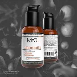 Liposomal Vitamin C Liquid with Elderberry, Echinacea, Zinc and Vitamin D - Immune and Antioxidant Support - Orange Crème Flavor - Made in USA - 30 Pump Servings