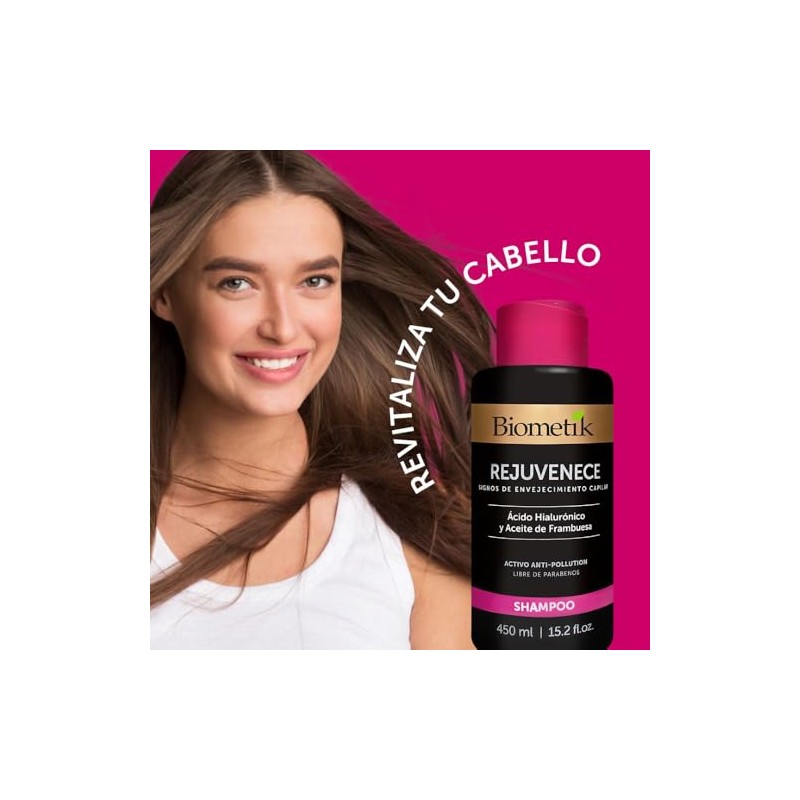 Biometik Rejuvenece, Shampoo para Signos de Envejecimiento Capilar, Antioxidante, Energiza