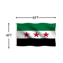 Syria Republic Flag 4X6FT, Republic of Syria Flags,Syrian National Council Independence Flag,Vivid Color, All Weather, Double Stitched Syrian Arab Flag with Sturdy Brass Ring. (4X6)