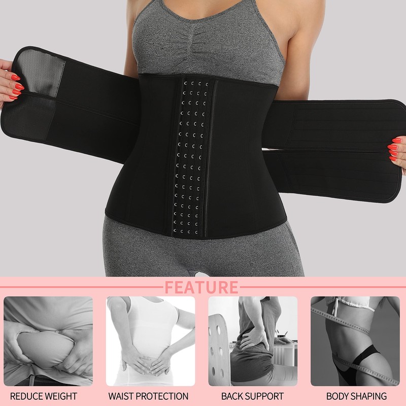 KIWI RATA Neoprene Sauna Waist Trainer Corset Sweat Belt with
